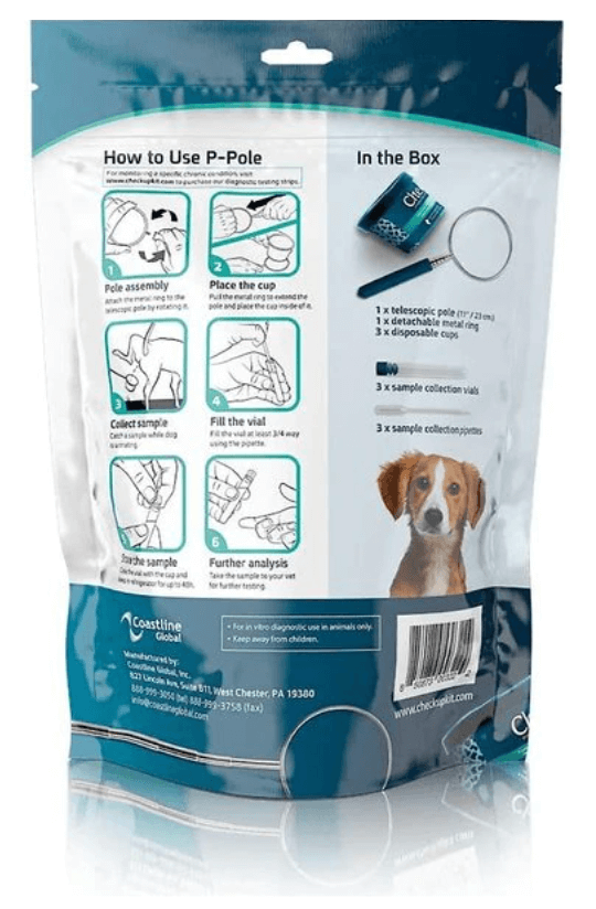 Kedi Labs dog Urinary Tract Infection test kit packaging with instructions and sample collection components
