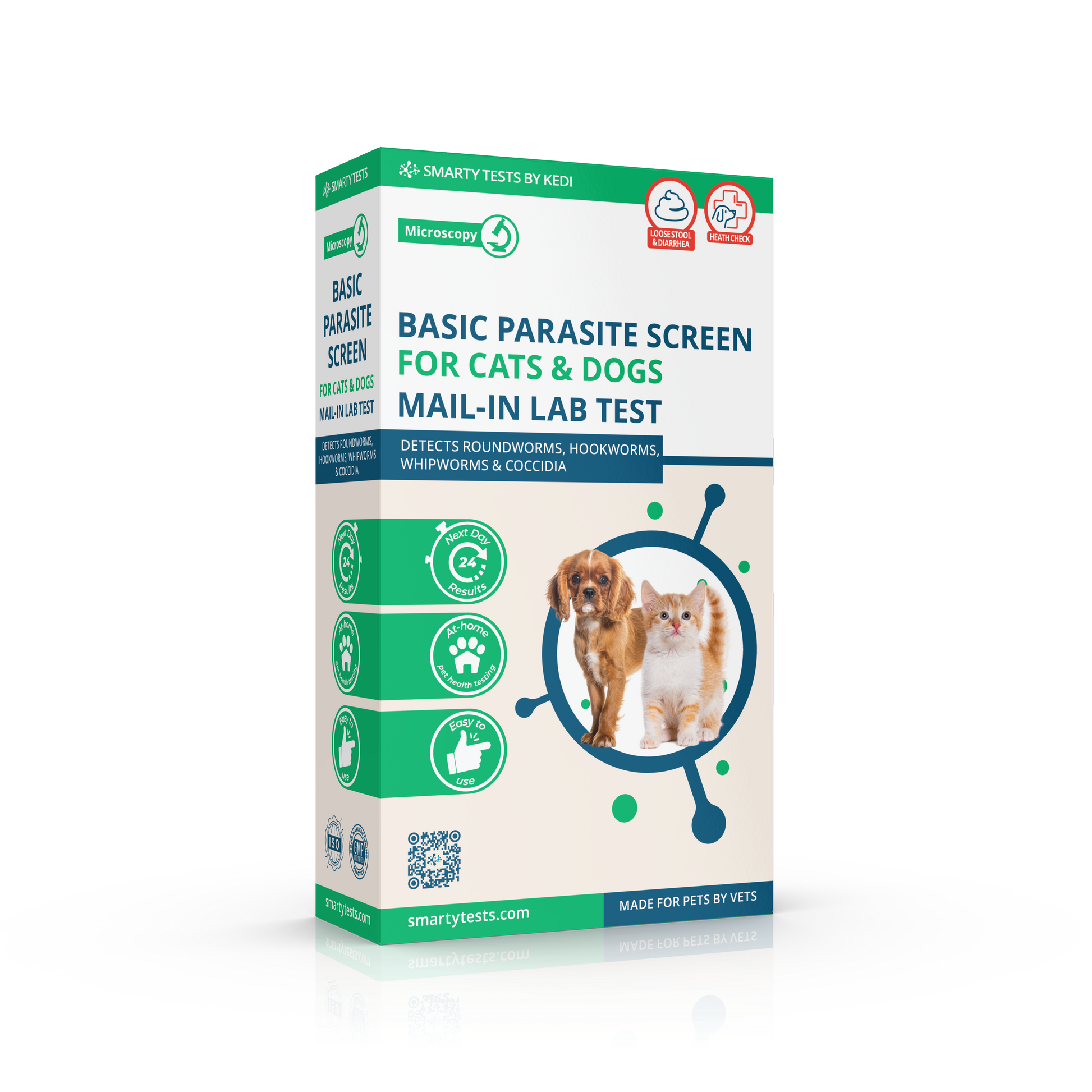 Kedi Labs Basic Parasite Test Kit for Cats and Dogs, a fecal parasite test for pets to detect common worms