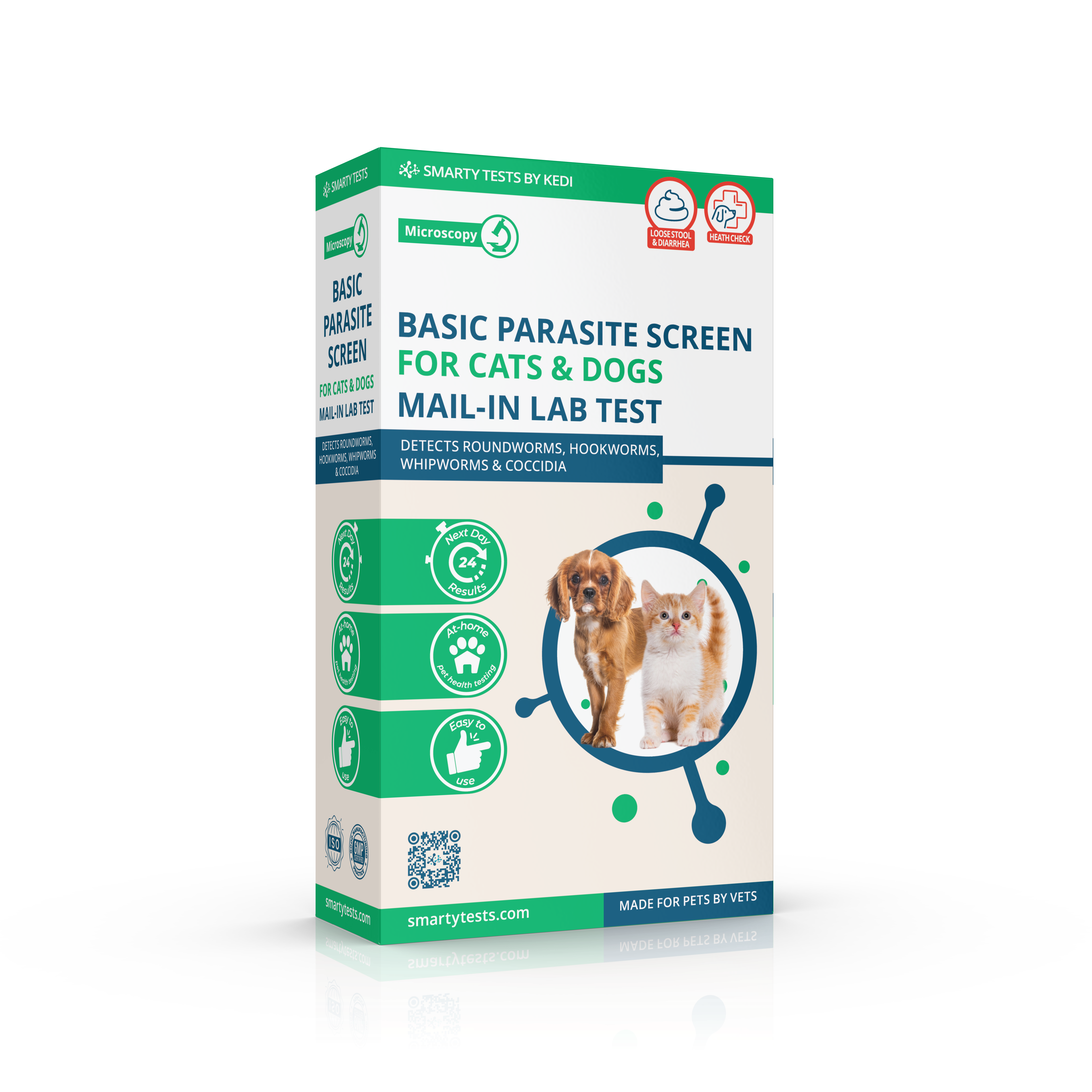 Kedi Labs Basic Parasite Test Kit for Cats and Dogs, a fecal parasite test for pets to detect common worms